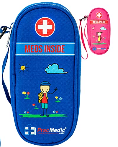 PracMedic Bags Epipen Case - Epi pens Carrying Case- Medical Case for Kids - Insulated to Hold Inhaler, Epi Pen, Auvi Q, Epinephrine, Allergies Medication - Medicine Bag for Traveling (Blue)