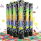 Biodegradable Confetti Cannon 6 Pack Multicolor Party Popper Shooters,12 Inch Large Confetti Cannon for Wedding Celebration Birthday Celebration Baby Shower Decorations Christmas New Year Graduation