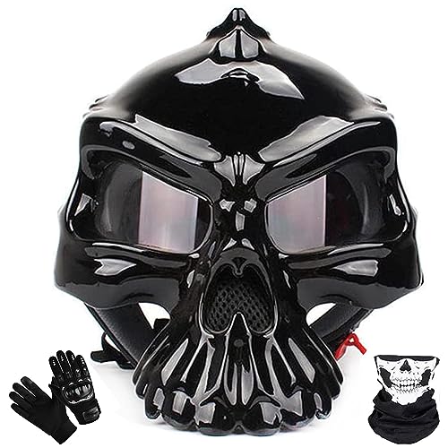 Retro Motorcycle Skull Half Helmet - Open Face, Personality Scooter Moped Adult Unisex Unique Creative Cap DOT Approved (X-Large)