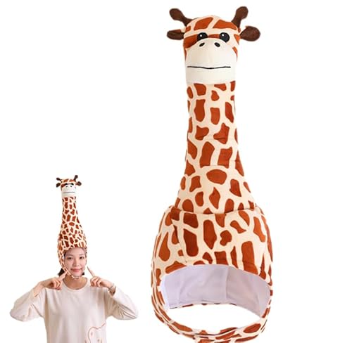 SAFIGLE Giraffe Hat：Giraffe Costume Hat Plush Animal Headwear for Adults and Kids - Cute and Funny Shape, Soft and Comfortable, Perfect for Parties, Cosplay, and Fun