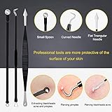 Pimple Popper Tool Kit - Boxoyx 10 Pcs Blackhead Remover Comedone Extractor Kit with Box for Quick and Easy Removal of Pimples, Blackheads, Zit Removing, Forehead,Facial and Nose (Black)