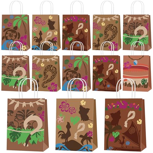 Nuwuo 24PCS Ocean Theme Party Favor Bags for Birthday Party Supplies, 6 Designs Double Sided Goodie Treat Candy Bags for Kids Boys Girls Birthday Baby Shower Decorations