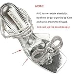 Zzheels Double Bowknots Crystal Sandals Clear Heels Lace up Square Toe Shoes for Party Wedding Silver US6.5