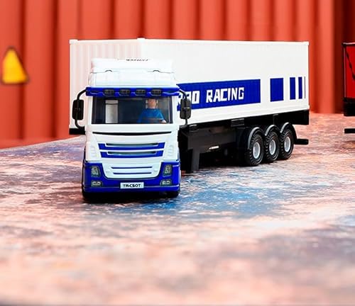Helidirect Turbo Racing 1:76 C50 RC Car Semi Truck - 4WD Full Proportional Steering, Remote Control Truck 1/76 Scale RTR Model Vehicle for Adults, White (C50-WHITE)