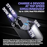 Multi Charge Pro Car Charger USB C and Lightning Car Charger Fast Charging, 120W 4-Port USB-C & USB-A and Lightning Android, Tablets High-Speed Charging Retractable Car Charger Retractable Cord