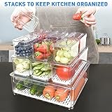 Pomeat 10 Pack Fridge Organizer, Stackable Refrigerator Organizer Bins with Lids, BPA-Free Produce Fruit Storage Containers for Storage Clear for Food, Drinks, Vegetable Storage