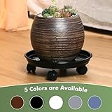 6 Packs Plant Caddy with Wheels 11.8" Plastic Rolling Plant Stands Heavy-duty Plant Dolly with Casters Indoor Outdoor Wheeled Plant Roller Base Large Planter Saucers Plant Mover, Black