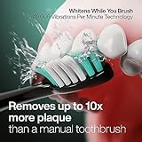 Aquasonic Black Series Ultra Whitening Toothbrush – ADA Accepted Electric Toothbrush- 8 Brush Heads & Travel Case – 40,000 VPM Electric Motor & Wireless Charging - 4 Modes w Smart Timer