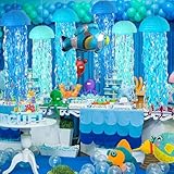 ADLKGG Blue Hanging Jelly Fish Paper Lanterns, Gradient Colorful Paper Lanterns for Mermaid Theme Party Under The Sea Ocean Birthday Decorations Baby Shower Baby Room