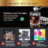 24 Pcs Stainless Steel Metal Ice Cubes Reusable - Whiskey Stones Ice Cube for Drinks, High Cooling Technology, for Whiskey and Beverage, Fathers Day Dad Gifts for Men Husband