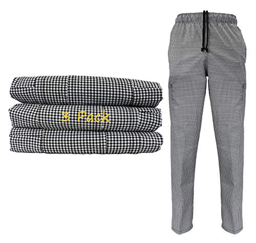 Natural Uniforms Classic Houndstooth 6 Pocket Chef Pants with Multi-Pack QTYS Available (3, Medium)