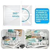 7 code Large Dish Drying Rack, 2-Tier Dish Racks for Kitchen Counter, Detachable Large Capacity Dish Drainer Organizer with Utensil Holder, Dish Drying Rack with Drain Board, White