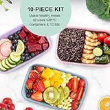 shopwithgreen Meal Prep Containers 1-Compartment, 10PCS Wheat Straw Microwave Bento Lunch Box with Lids, Reusable & Stackable Food Storage Containers, Dishwasher Freezer Safe BPA Free (32 OZ)