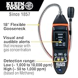 Klein Tools ET120 Gas Leak Detector, Combustible Gas Leak Tester with 18-Inch Gooseneck Has Range 50 - 10,000 ppm, Includes Pouch, Batteries