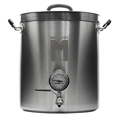 Northern Brewer - MegaPot Stainless Steel Brew Kettle with Volume Markings (8 Gallon w/Valve and Thermometer)