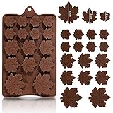 Whaline 4 Pack Fall Silicone Maple Leaves Mold 3 Size Autumn Fondant Resin Mould Brown Leaf Shape Coffee Candy Baking Molds for DIY Craft Fall Harvest Thanksgiving Halloween Cupcake Cake Topper Decor