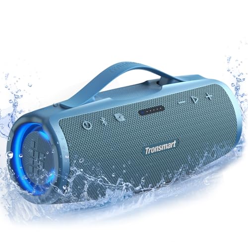 Tronsmart Mirtune S100 Portable Bluetooth Speaker, 50W Punchy Bass & Clear Treble, Retractable Handle, 20H Playtime, IPX7 Waterproof, Customize EQ, Built-in Power Bank for Outdoor, Camping,Beach(Blue)