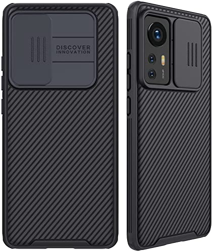 WVOZWWO for Xiaomi Mi 12 Case Mi 12X Cover, Slim case Protective Cover with Camera Protector Hard PC and TPU Ultra Thin Anti-Scratch Phone Case for MI12/Mi 12X (Black)