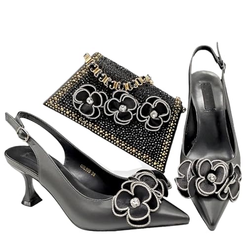 Women’s African Themed Wedding Shoes and Matching Purse Set Pointed Toe Comfortable Heels for Bride