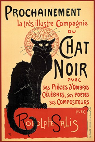 Poster Foundry Le Chat Noir The Black Cat Vintage Advertisement Art Deco Vintage French Wall Art Nouveau 1920 French Advertising Poster Print 12x18