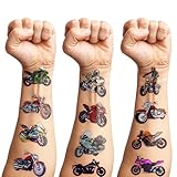 100 PCS Motorcycle Temporary Tattoos Themed Birthday Party Supplies Decorations Favors Decor Dirt Bike Motocross Racing Rider Biker Tattoo Stickers Gifts For Game Boys Girls Classroom School Prizes