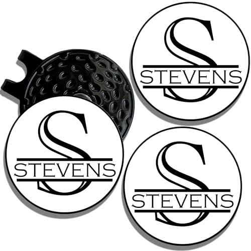Personalized Golf Ball Marker Hat Clip | 3 Pack | Golf Marker Magnetic Hat Clips | Monogrammed Golf Gifts | Golf Accessories for Men & Womens Golf Markers
