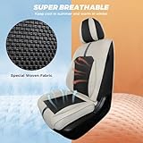 FREESOO Car Seat Covers Full Set - Breathable Seat Covers for Cars for Heated Seats - Waterproof Leather Car Seat Covers Universal for Most 5 Seat Vehicles, Sedans, SUV, Trucks, Pick-ups - Off-White