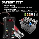 MOTOPOWER MP0514A 12V Digital Car Battery Tester Voltmeter and Charging System Analyzer with LCD Display and LED Indication - Black Rubber Paint