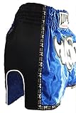 Lumpinee Retro Original Muay Thai Shorts for Kick Boxing Fight LUMRTO-010 (L, Blue)