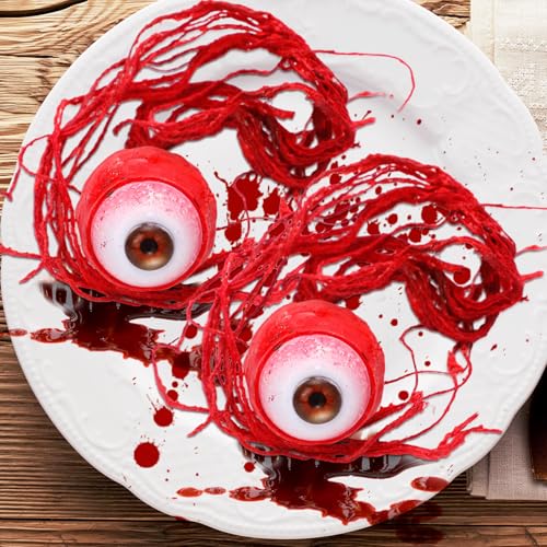 Shappy 2 Pcs Halloween Realistic Fake Eyeballs Creepy Ripped Out Eye Props for Halloween Decor Horror Movie Themes Handmade Realistic Ripped Out Eyes for Decor Party(Brown)