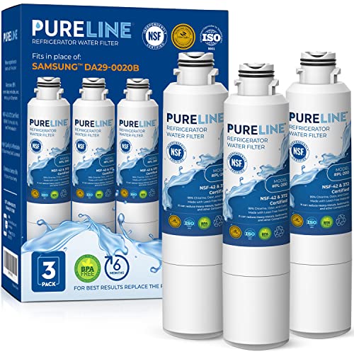 Pureline DA29-00020B Samsung® Refrigerator Water Filter Replacement, Replacement for DA29-00020A/B, HAF-CIN/EXP, HAF-CIN,DA97-08006A, Kenmore® 46-9101, 469101, 9101 Refrigerator Filter (3 Pack)