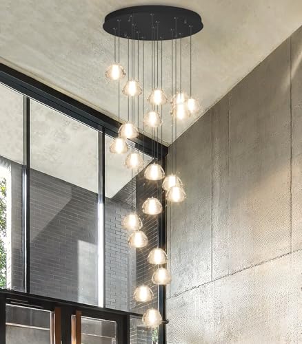 dolria Modern Crystal Chandeliers LED Ceiling Lighting Foyer Large Ceiling Light for Staircase Living Room Hallway Entryway