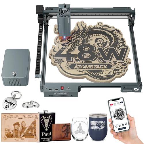 ATOMSTACK A40 PRO V2 Laser Engraver with Automatic Air Assist, 40000mW Output Power, Laser Class 4, Switchable Engraving/Cutting Dual-Laser Modes, High-Precisioin and Ultra-Fast Speed