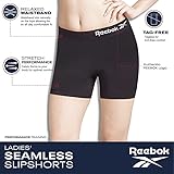 Reebok Women's Boy Shorts Underwear - 6 Pack Seamless Long Leg Boyshorts Panties for Women (S-3X, available in Plus Size), Size Large, Black/Charcoal/Black