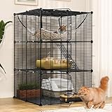 YITAHOME Large Indoor Cat Cage with Hammock, Spacious Cat Playpen for Small Pets, Ferrets, Chinchillas, Rabbits (Black)