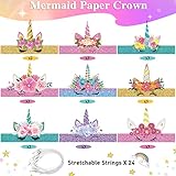 24 Pcs Unicorn Birthday Party Hats Unicorn Paper Party Crown Headbands for Girls Kids, Princess Dress up Unicorn Theme Decorations Favor Supplies Unicorn Party Headbands