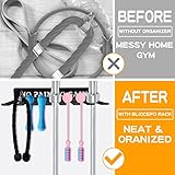 Gym Home Rack 8 Hook Heavy-Duty Wall-mounted Organizer Multi-Purpose Workout Gear Wall Hanger Storage for Resistance Bands Jump Ropes Lifting Belt Fitness Bands Barbells Carabiners Included