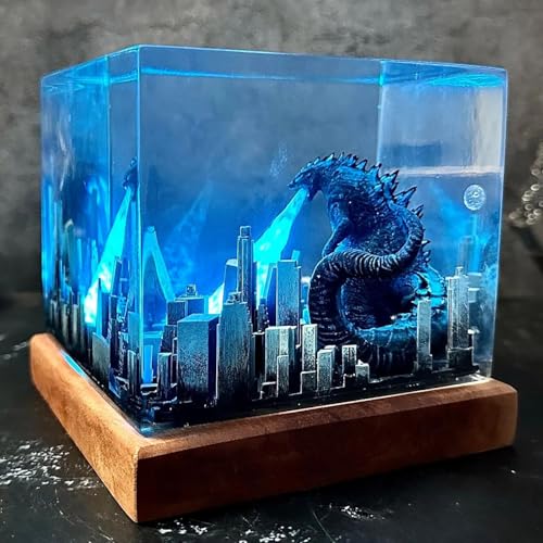 God.ZIL.la Monster Resin lamp, Monster Resin Night Light,Diorama Resin epoxy,Atomic Breath,epoxy Resin Art,Home Decoration,Minimalist Decor,Gift for Son,Gift for Kids (Size L: 3.1''x3.7'')