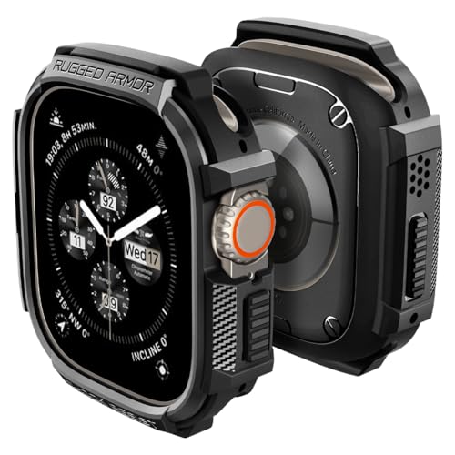 Spigen Rugged Armor Designed for Apple Watch Ultra 2/1 Case 49mm Durable TPU Cover - Black
