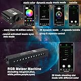 AZIMOM 16W Twinkle & Sound Activate 600pcs*0.03in*13.1ft Fiber Optic Starlight Headliner Kits+RGB Meteor Shooting Star,APP& Remote Control Light Engine End Glow Fiber Strands Home Car Ceiling Décor