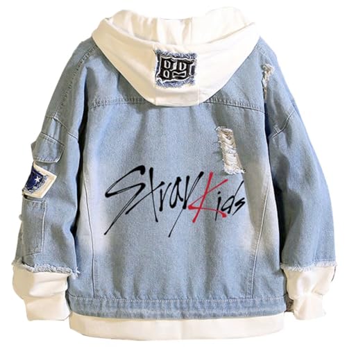 KPOP Stray Kids Merch, Stray Kids Hoodie Felix Hyujin I.N Jisung Woojin Denim Jacket