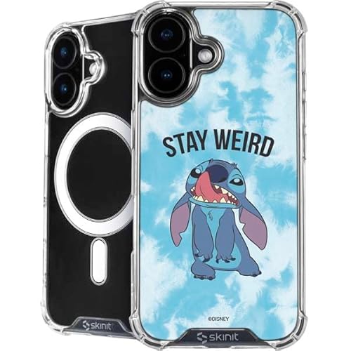 Skinit Phone Case Compatible with MagSafe iPhone 16 - Officially Licensed Disney Lilo and Stitch Stay Weird Design