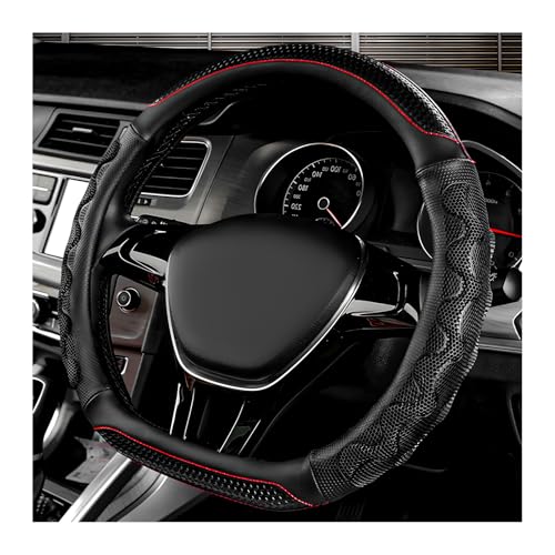 SHMZK 15 Inch Anti-Slip Steering Wheel Cover, Universal Fit, Black, Leather, Rubber