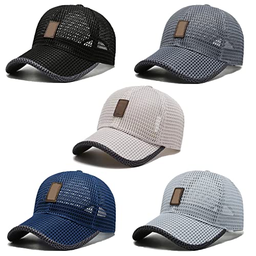 Summer Outdoor Casual Baseball Cap, Wessiny Summer Breathable Lightweight Baseball Cap Mesh Hat Baseball Hats for Men Women (Set of 5)