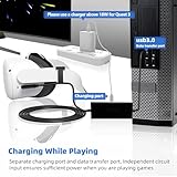 Kuject Design 16FT Link Cable for Quest 3S/3, Quest 2 and Quest Pro, with Separate Charging Port for Uninterrupted Power, USB 3.0 Type A to C Cable for VR Headset Accessories and Gaming PC