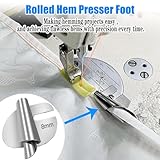 TOOVREN Sewing Rolled Hemmer Foot 8PCS Rolled Hem Presser Foot 3/4/5/6/7/8/9/10mm 8 Sizes Wide Rolling Hem Foot Sewing Machine Presser Feet Hemmer Home Industrial Curved Scroll Hemming Feet