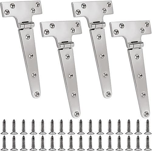 Laorde 316 Stainless Steel T Hinges Marine Grade 8'' x 4" Heavy Duty Boat Hatch Hinge (196 mm X 97 mm) 4 Pack Casting Cabinet Hardware Door Hinge with Screws