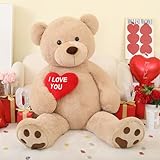 Tezituor Giant Teddy Bear 6ft Stuffed Animals - “I Love You”Red Heart Jumbo Human Size Teddy Bear for Girlfriend,Boyfriend,Wife,Lover-Birthday, Anniversary, Valentines, or Long Distance