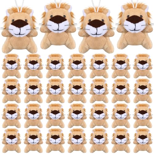 Shappy 50 Pcs Mini Animal Plush Toys Small Stuffed Animals Bulk Cute Tiny Plushies Keychains for Gift Party Carnival Prize (Lion)