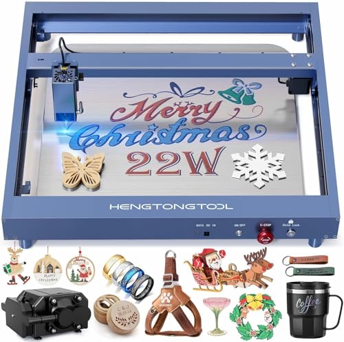 HENGTONGTOOL TD6 2200mW Laser Engraver (Adjustable Air Assist),Laser Cutting and Engraving Machine, DIY Carving Tool for Metal/Glass/Wood Carving, 15.75 “x15.75”
